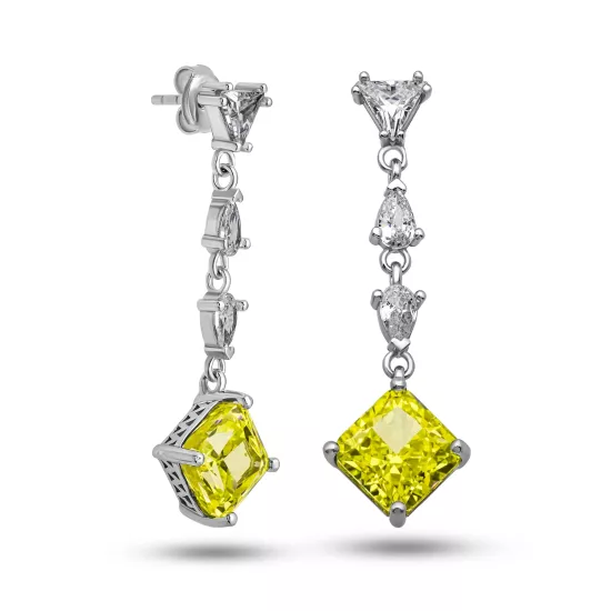 Gümüş Ice Cut Sitrin Zirkon Taşlı Işıltılı Kadın Küpe Gümüş Ice Cut Sitrin Zirkon Taşlı Işıltılı Kadın Küpe