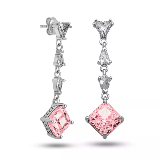 Gümüş Ice Cut Pembe Zirkon Taşlı Işıltılı Kadın Küpe Gümüş Ice Cut Pembe Zirkon Taşlı Işıltılı Kadın Küpe