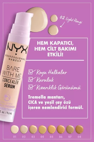 NYX Bare With Me Kapatıcı Serum 02 Light | Hafif Kapatıcı