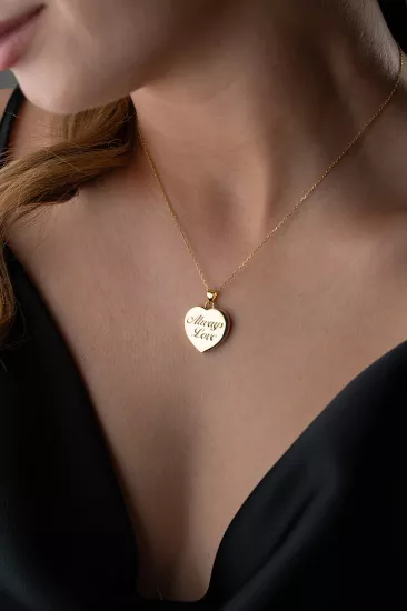 Gümüş Always Love Yazılı Kapaklı Kadın Kolye