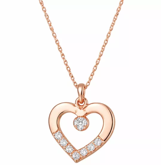 Gümüş Rose Minik Kalpli Tektaş Kadın Kolye