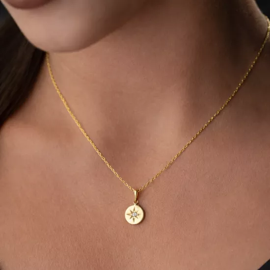 Gümüş Gold Minimal Yıldız Kadın Kolye