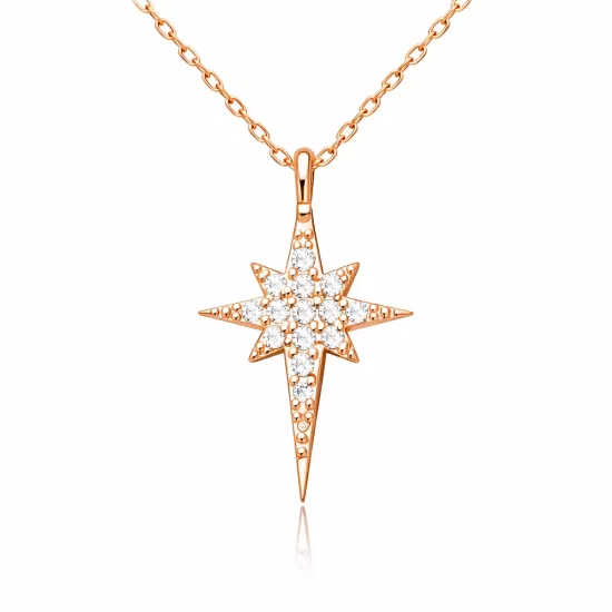 Gümüş Rose Kutup Yıldızı Kadın Kolye