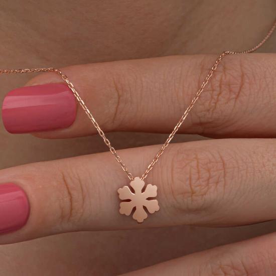 Gümüş Rose Minimal Kar Tanesi Kadın Kolye