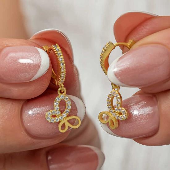 Gümüş Sallantılı Gold Kelebek Kadın Küpe Gümüş Sallantılı Gold Kelebek Kadın Küpe