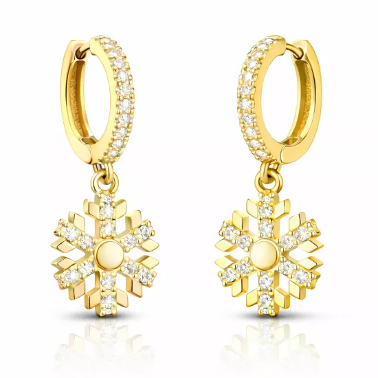 Gümüş Sallantılı Gold Kar Tanesi Kadın Küpe Gümüş Sallantılı Gold Kar Tanesi Kadın Küpe