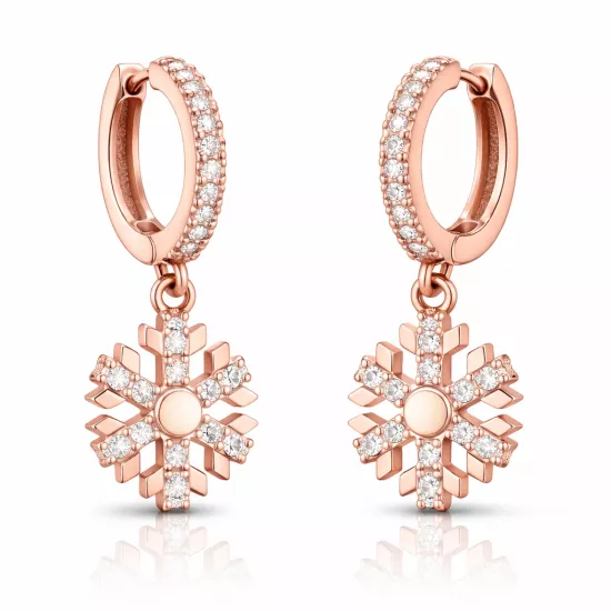 Gümüş Sallantılı Rose Kar Tanesi Kadın Küpe Gümüş Sallantılı Rose Kar Tanesi Kadın Küpe