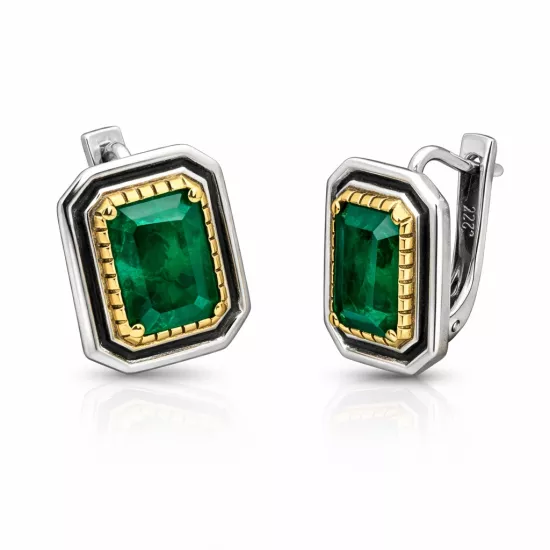 Gümüş Yeşil Taşlı Otantik Kadın Küpe Gümüş Yeşil Taşlı Otantik Kadın Küpe