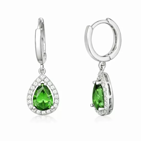 Gümüş Yeşil Zirkon Taşlı Damla Kadın Küpe Gümüş Yeşil Zirkon Taşlı Damla Kadın Küpe