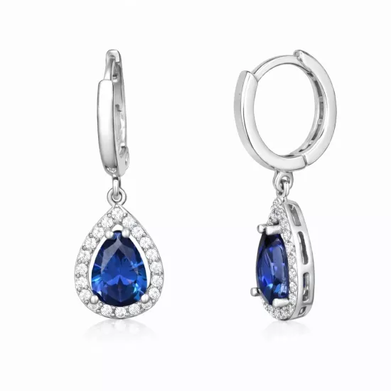 Gümüş Lacivert Zirkon Taşlı Damla Küpe Gümüş Lacivert Zirkon Taşlı Damla Küpe